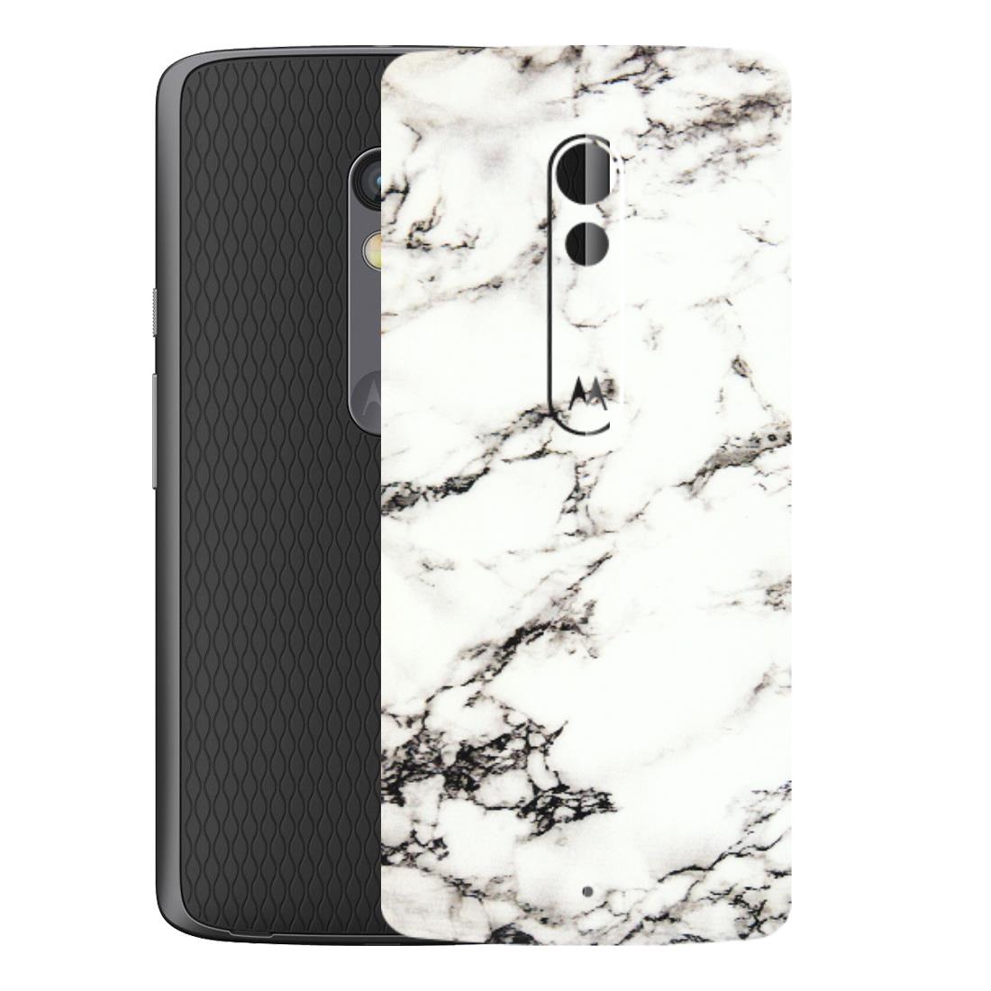 Motorola Phone Skins (All Models) - Black and White Marble Texture - 3D Embossed Finish (L-124) Motorola Moto X Play