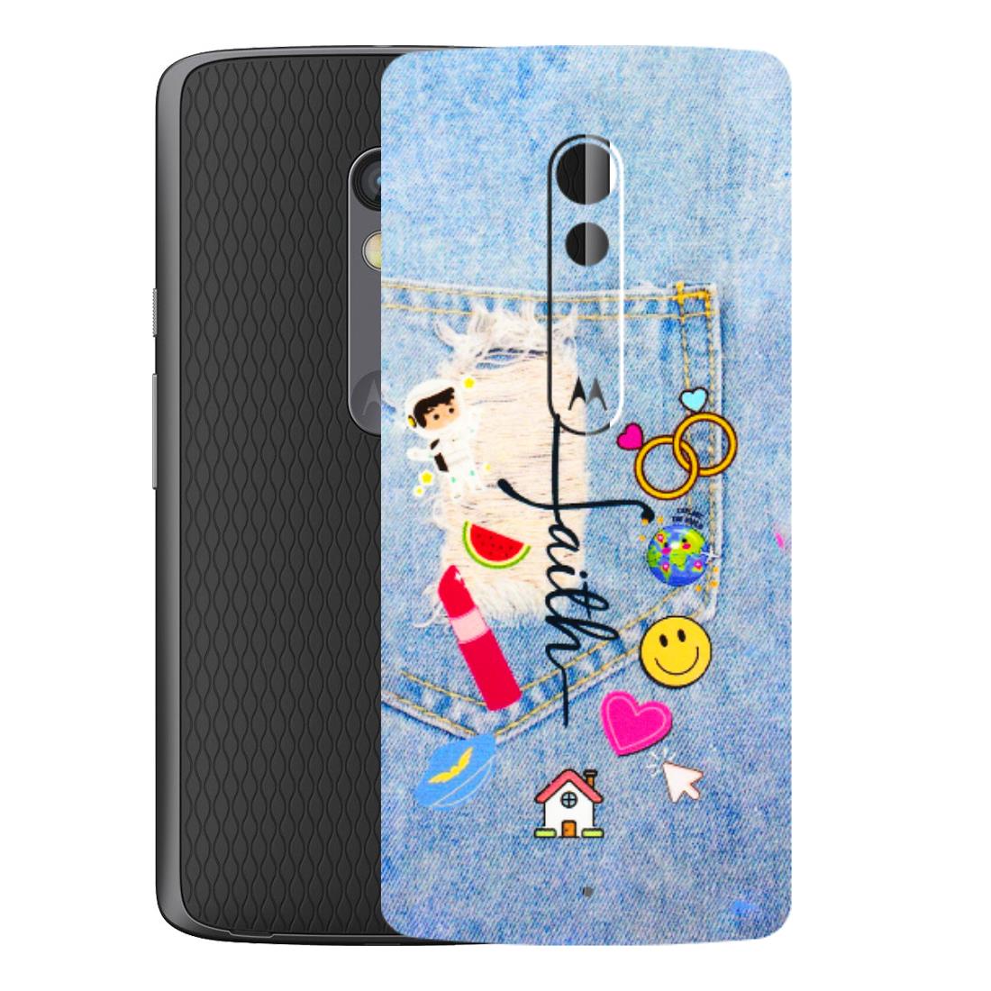 Motorola Phone Skins (All Models) - Denim Jeans Pocket - 3D Embossed Finish (L-134) Motorola Moto X Play