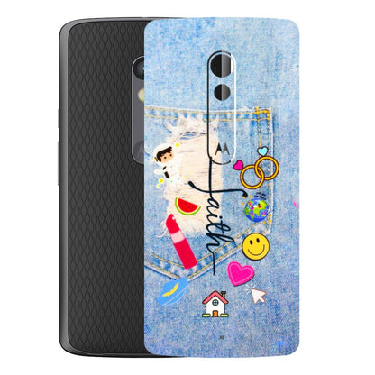 Motorola Phone Skins (All Models) - Denim Jeans Pocket - 3D Embossed Finish (L-134) Motorola Moto X Play