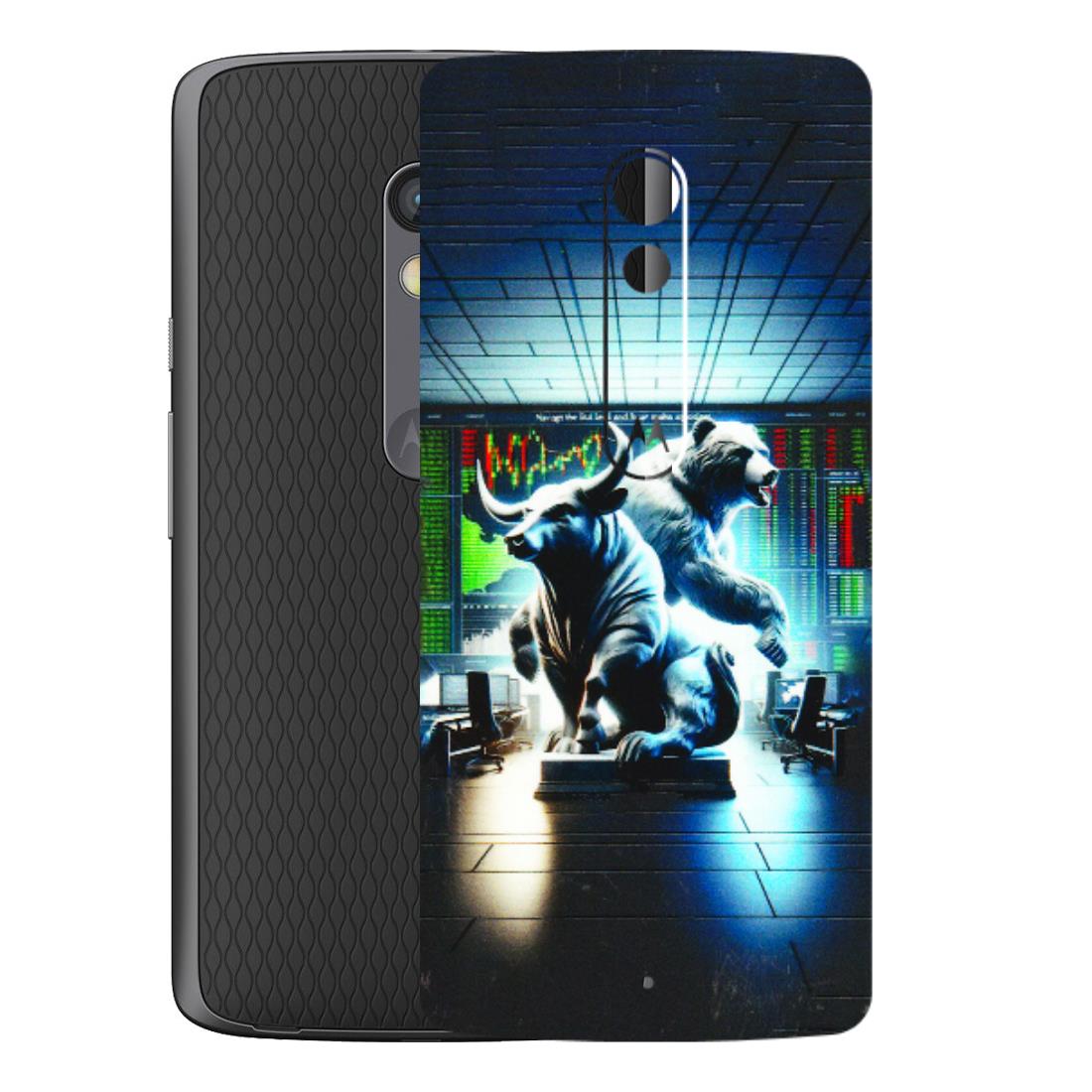 Motorola Phone Skins (All Models) - Stock Market Sensex Bear vs Bulls - 3D Embossed Finish (L-15) Motorola Moto X Play