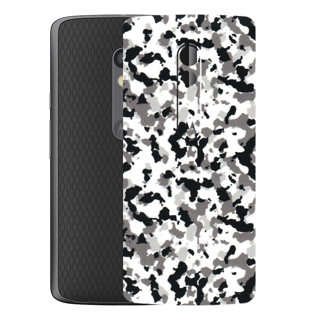 Motorola Phone Skins (All Models) - White Black Camouflage - 3D Embossed Finish (L-18) Motorola Moto X Play