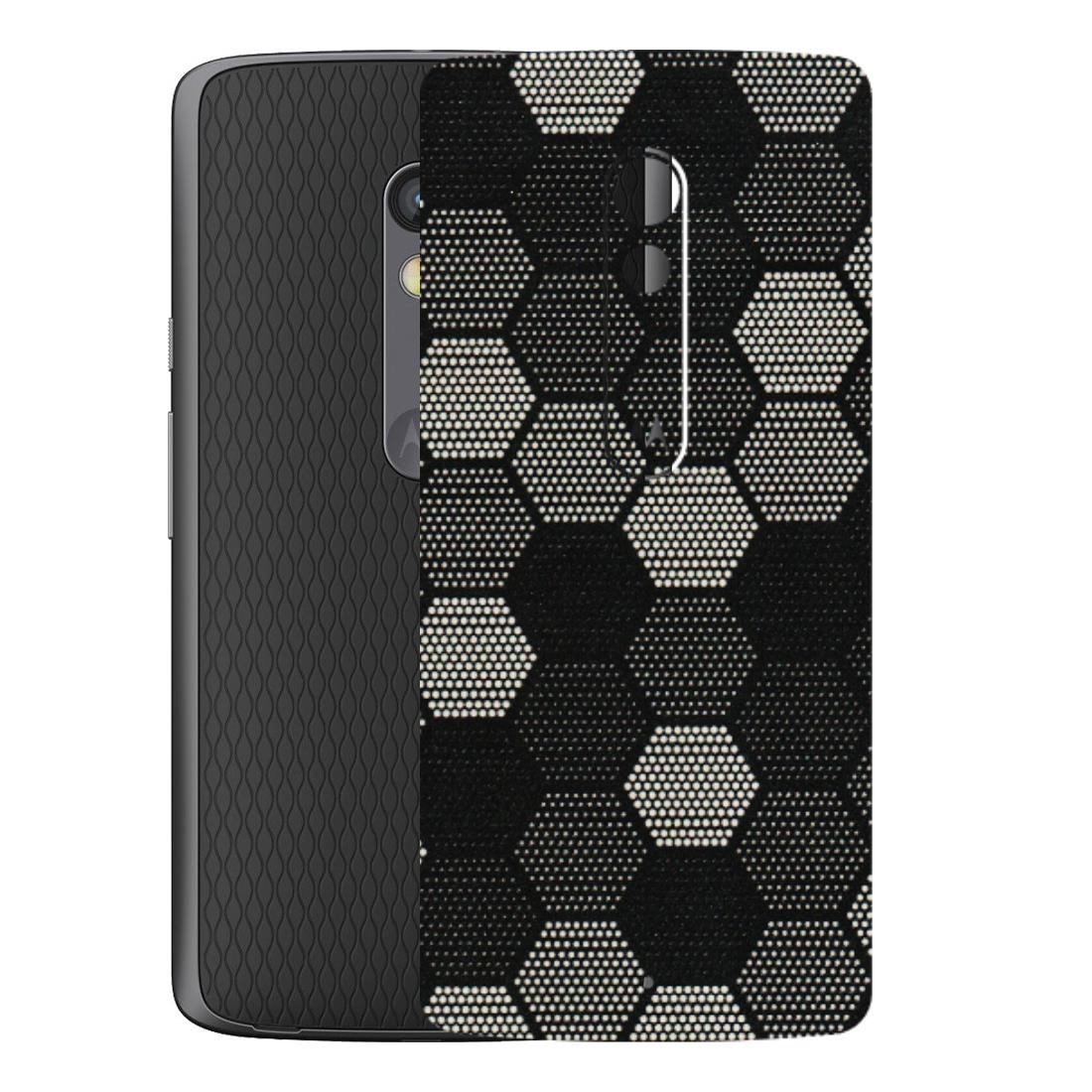 Motorola Phone Skins (All Models) - Black & White Dotted Honeycomb Texture - 3D Embossed Finish (L-202) Motorola Moto X Play