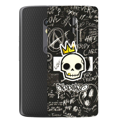 Motorola Phone Skins (All Models) - Funny Skull Black Chalk Grafitti - 3D Embossed Finish (L-22) Motorola Moto X Play