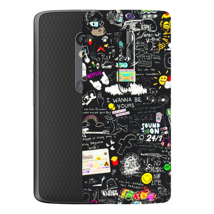 Motorola Phone Skins (All Models) - Black Creatives Doodles - 3D Embossed Finish (L-311) Motorola Moto X Play