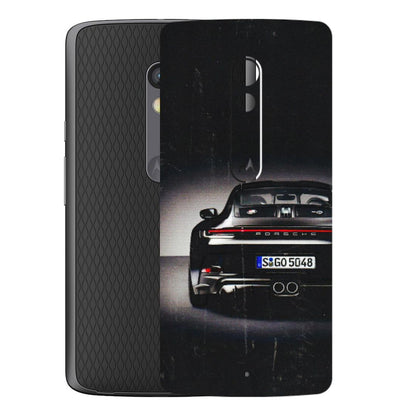 Motorola Phone Skins (All Models) - New Black Porsche GT3 - 3D Embossed Finish (L-327) Motorola Moto X Play