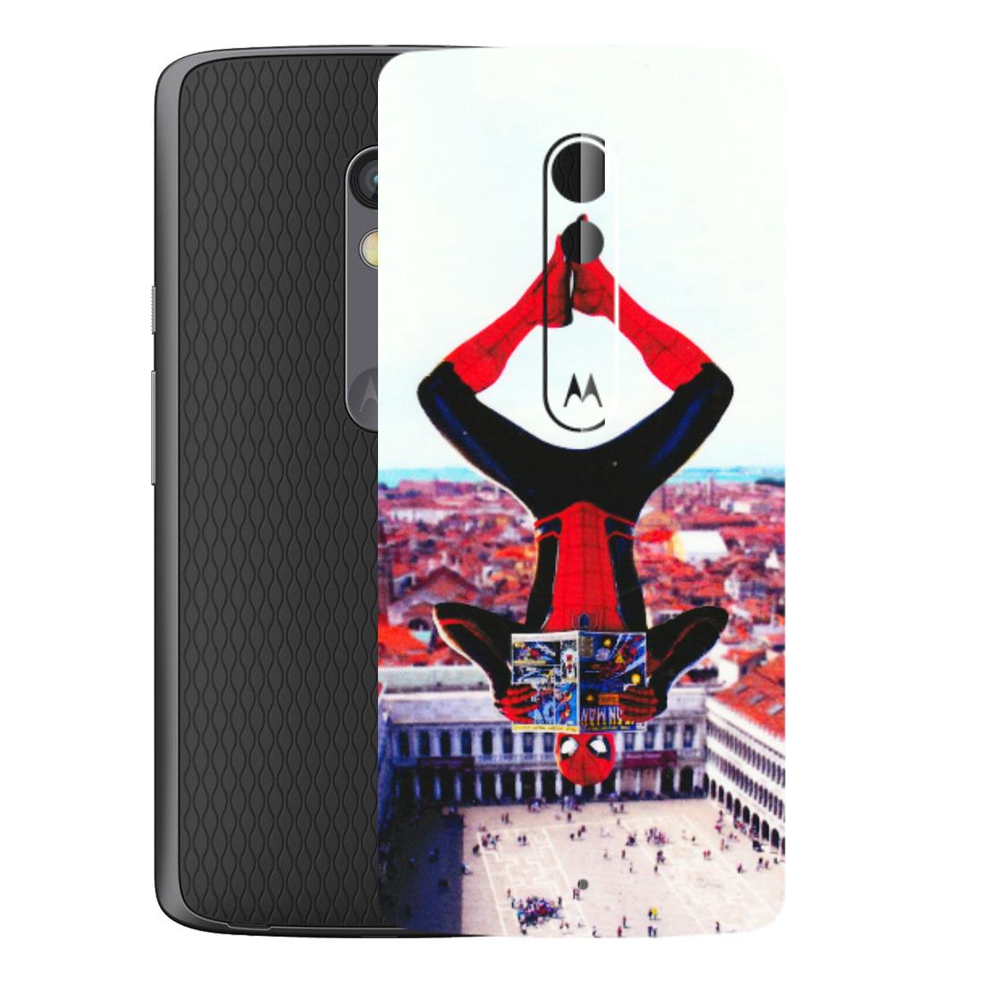 Motorola Phone Skins (All Models) - Spiderman Hanging - 3D Embossed Finish (L-53) Motorola Moto X Play