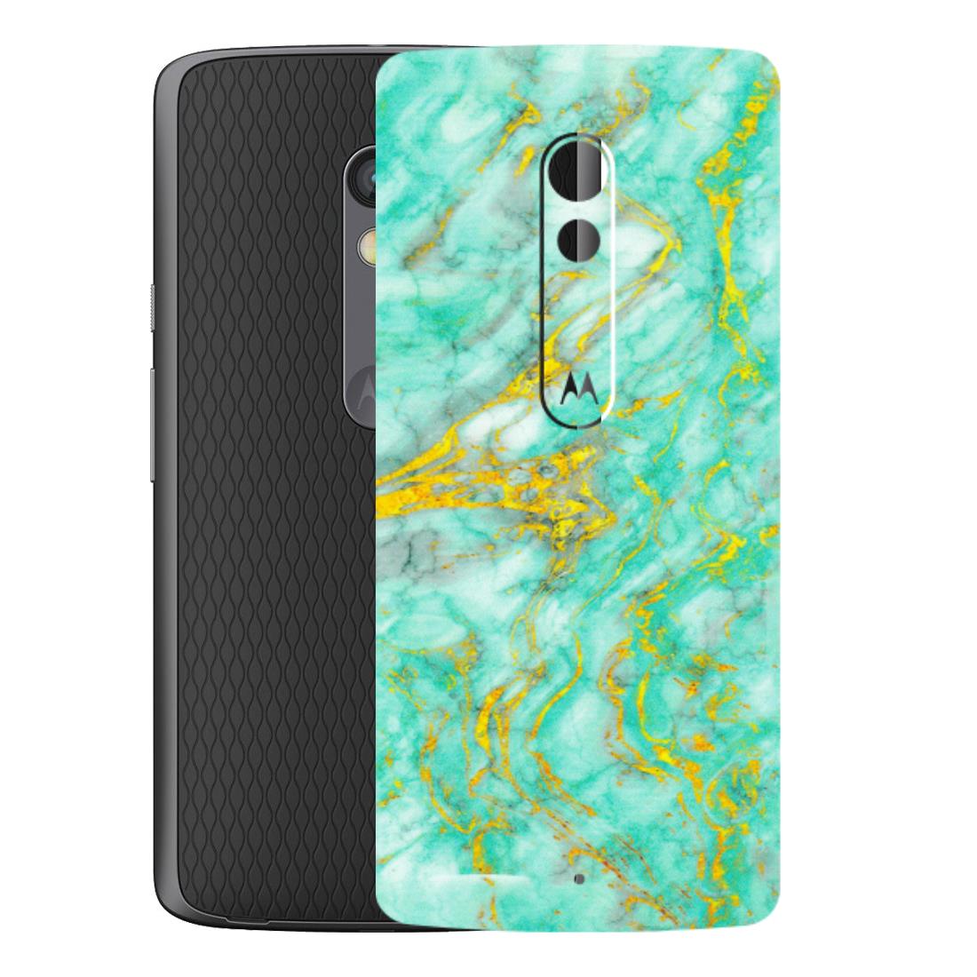 Motorola Phone Skins (All Models) - Green And Gold Marble Feel - Matte Finish (M-16) Motorola Moto X Play