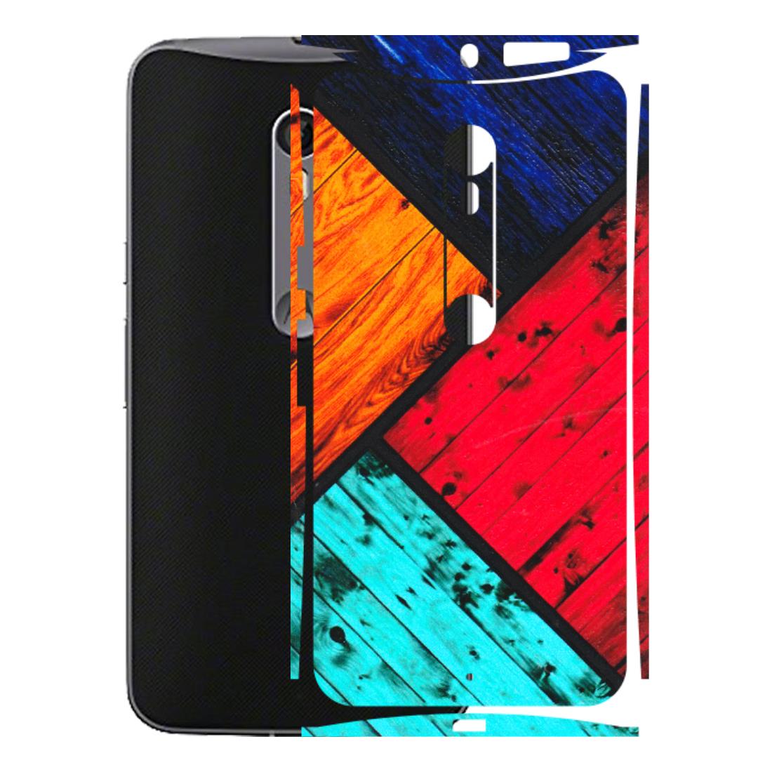 Motorola Phone Skins (All Models) - Colourful Wood Panels Abstract - 3D Embossed Finish (L-09) Motorola Moto X Style