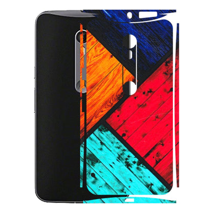 Motorola Phone Skins (All Models) - Colourful Wood Panels Abstract - 3D Embossed Finish (L-09) Motorola Moto X Style