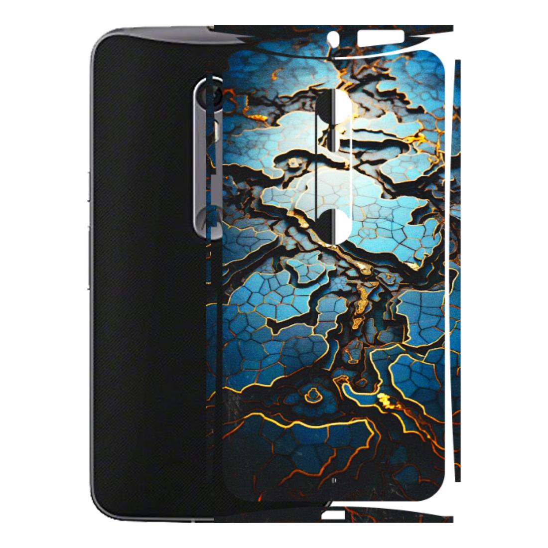 Motorola Phone Skins (All Models) - Blue Gold Abstract - 3D Embossed Finish (L-11) Motorola Moto X Style