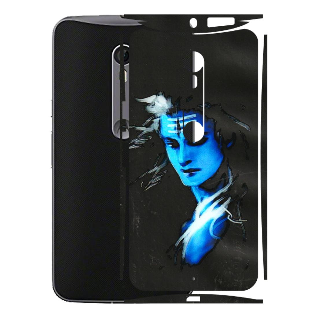 Motorola Phone Skins (All Models) - Har Har Mahadev Blue/Black - 3D Embossed Finish (L-185) Motorola Moto X Style