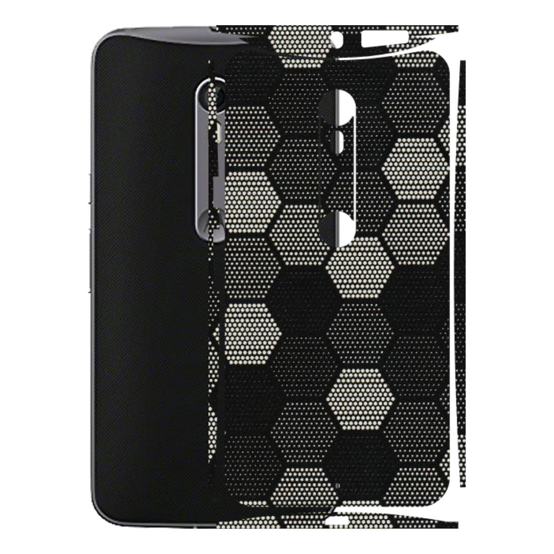 Motorola Phone Skins (All Models) - Black & White Dotted Honeycomb Texture - 3D Embossed Finish (L-202) Motorola Moto X Style