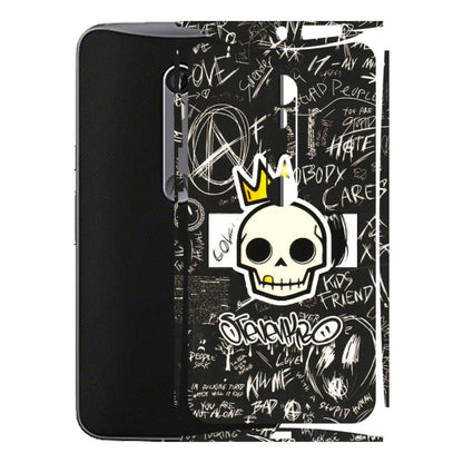 Motorola Phone Skins (All Models) - Funny Skull Black Chalk Grafitti - 3D Embossed Finish (L-22) Motorola Moto X Style
