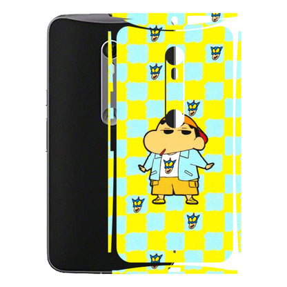 Motorola Phone Skins (All Models) - Yellow Blue Shinchan Cute - 3D Embossed Finish (L-221) Motorola Moto X Style