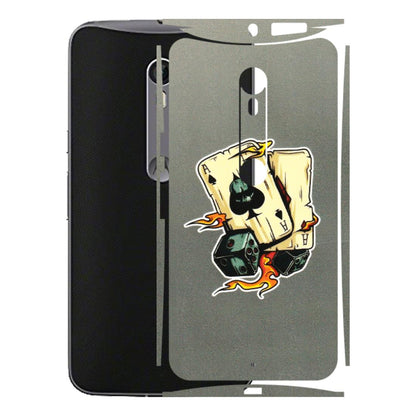 Motorola Phone Skins (All Models) - Grey Cards Of Ace - 3D Embossed Finish (L-77) Motorola Moto X Style