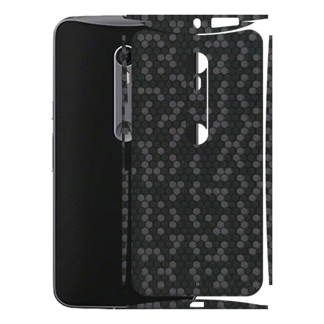 Motorola Phone Skins (All Models) - Black Grey Honeycomb Sober - 3D Embossed Finish (L-85) Motorola Moto X Style