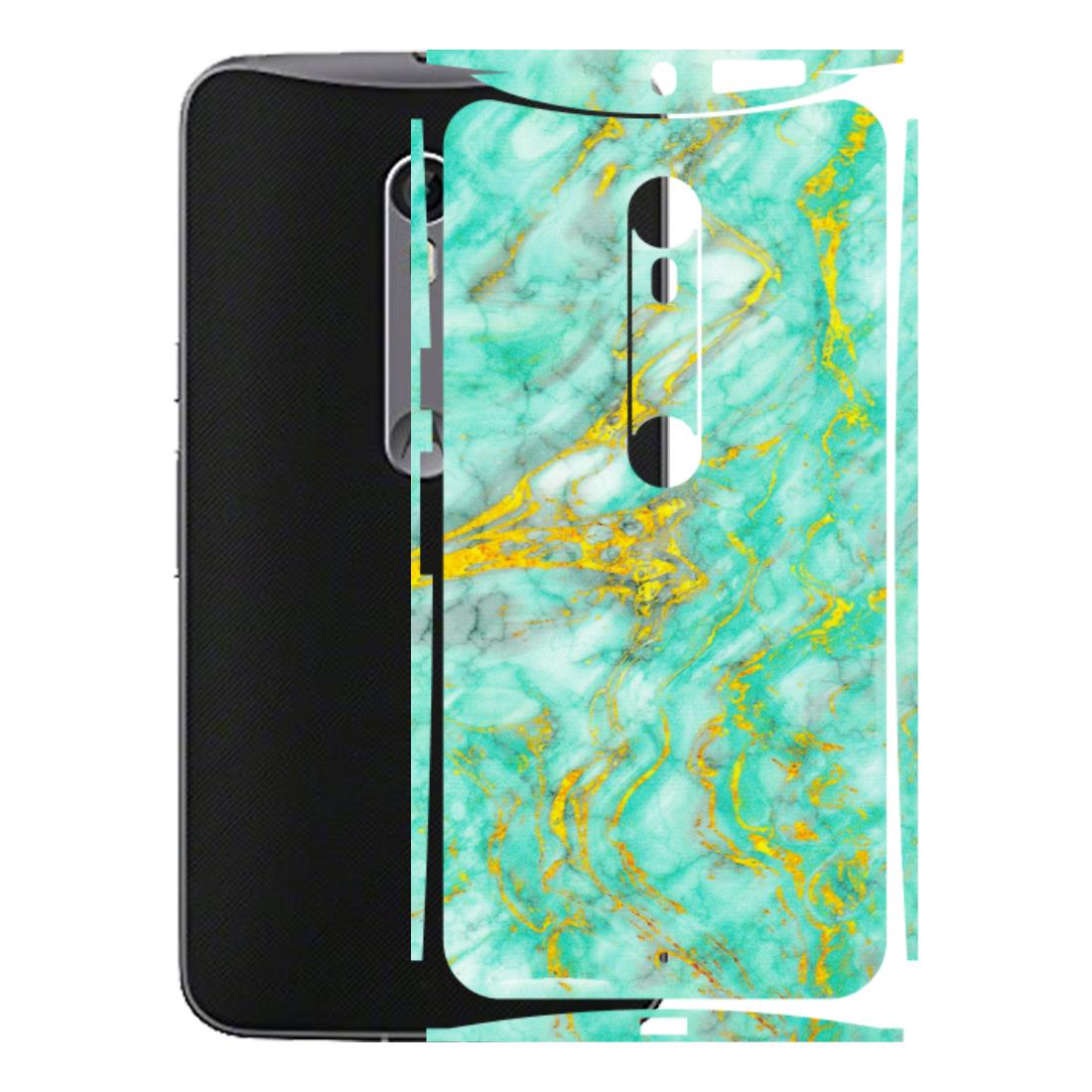 Motorola Phone Skins (All Models) - Green And Gold Marble Feel - Matte Finish (M-16) Motorola Moto X Style
