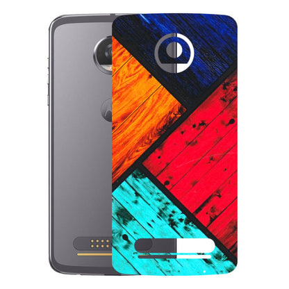 Motorola Phone Skins (All Models) - Colourful Wood Panels Abstract - 3D Embossed Finish (L-09) Motorola Moto Z2 Play