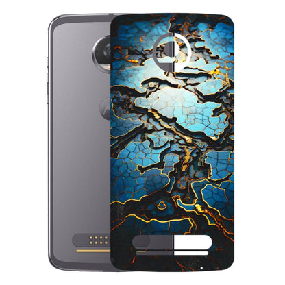 Motorola Phone Skins (All Models) - Blue Gold Abstract - 3D Embossed Finish (L-11) Motorola Moto Z2 Play
