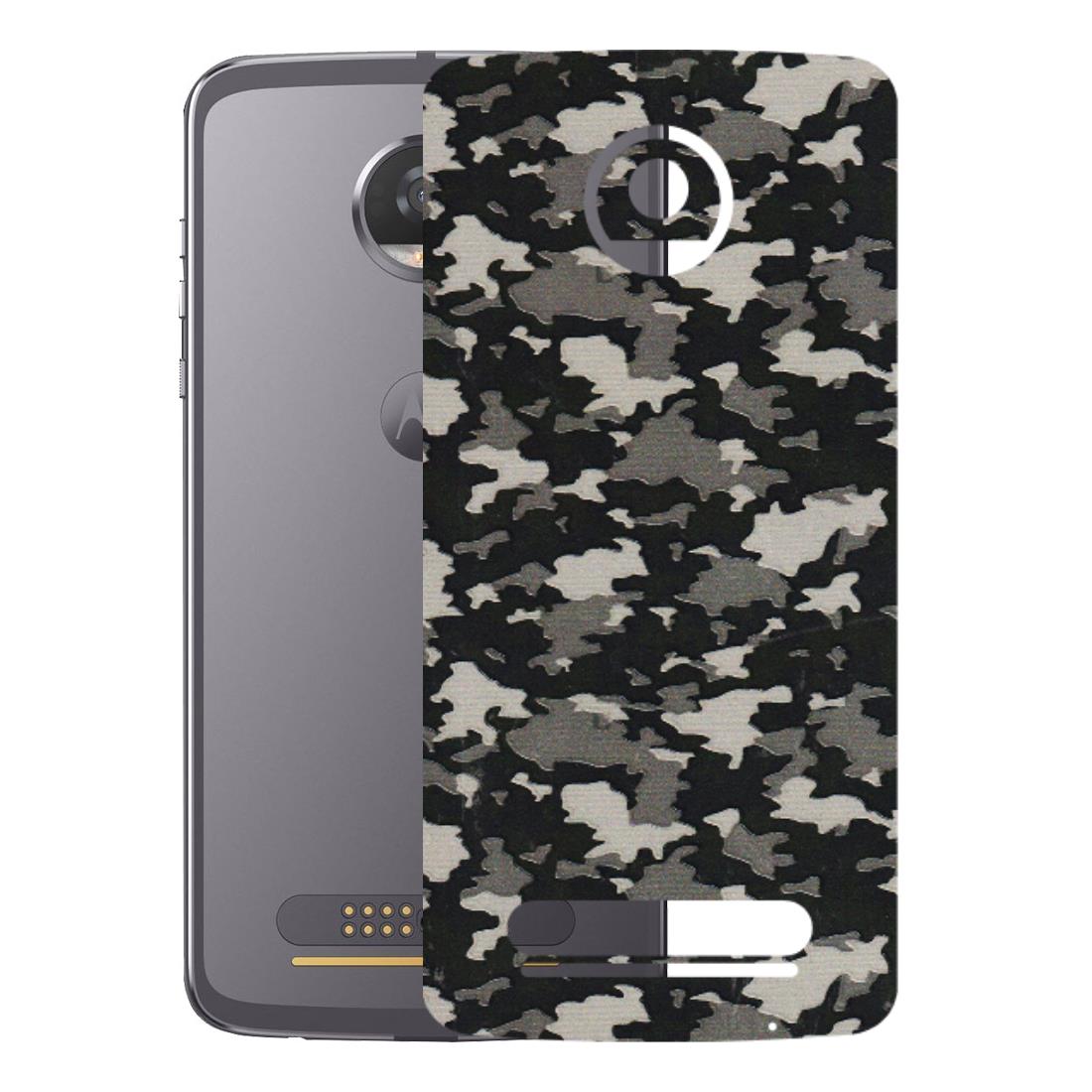 Motorola Phone Skins (All Models) - Black/Grey Camoflaunge - 3D Embossed Finish (L-142) Motorola Moto Z2 Play