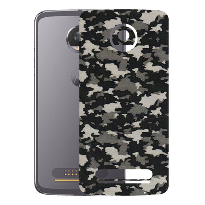 Motorola Phone Skins (All Models) - Black/Grey Camoflaunge - 3D Embossed Finish (L-142) Motorola Moto Z2 Play