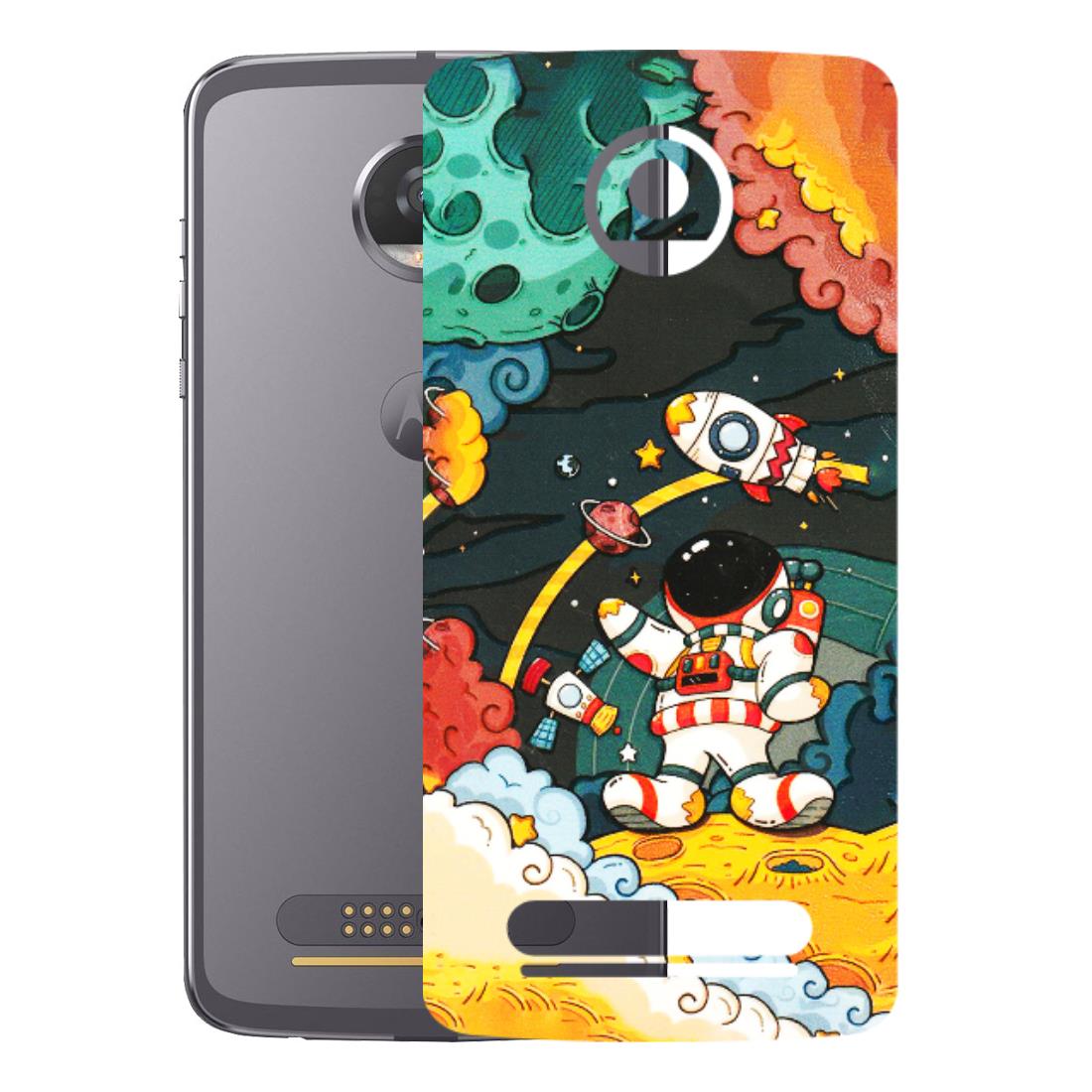 Motorola Phone Skins (All Models) - Astronauts & Spaceship - 3D Embossed Finish (L-145) Motorola Moto Z2 Play