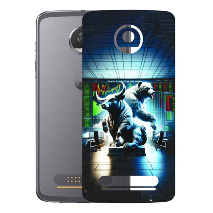 Motorola Phone Skins (All Models) - Stock Market Sensex Bear vs Bulls - 3D Embossed Finish (L-15) Motorola Moto Z2 Play