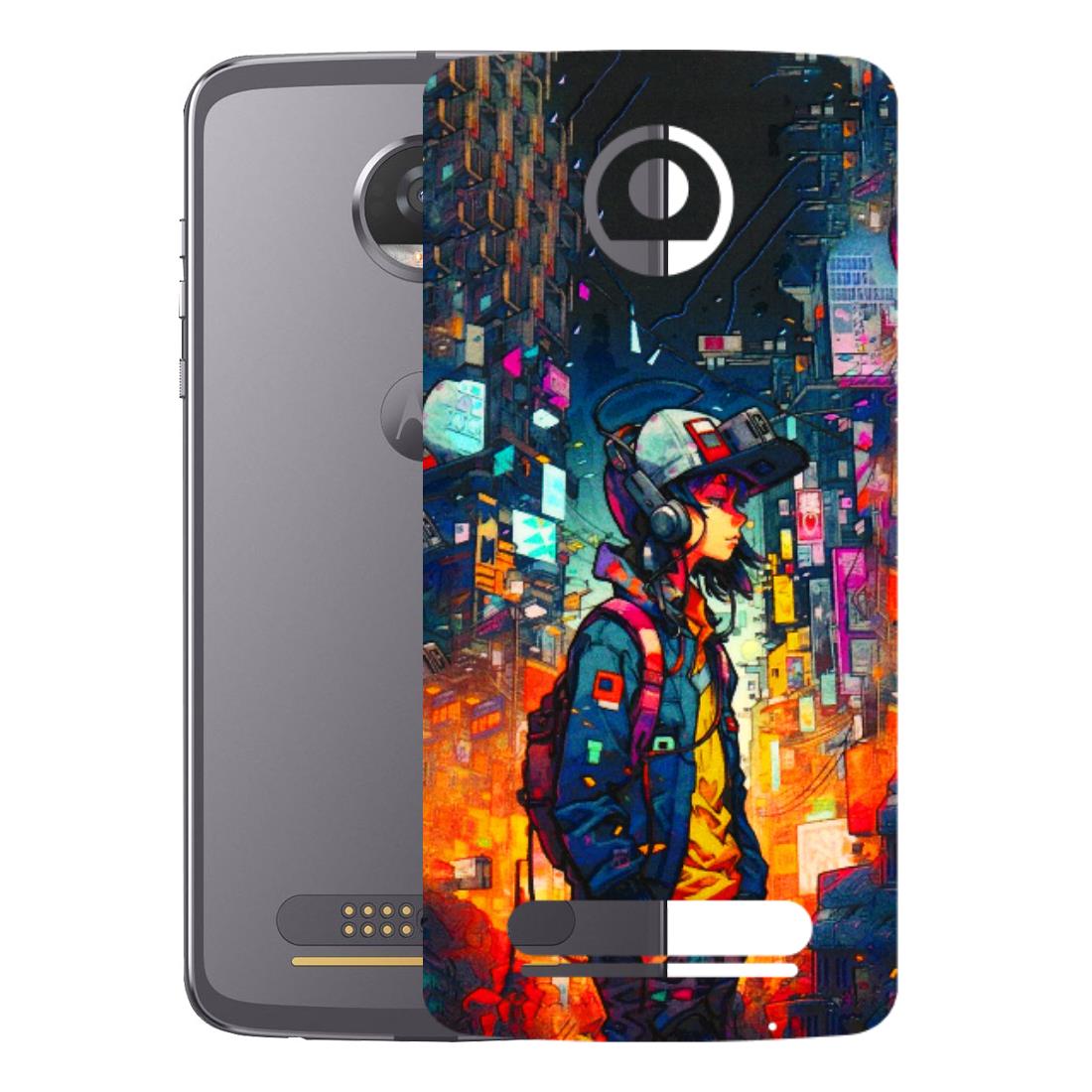 Motorola Phone Skins (All Models) - Street Anime Guy - 3D Embossed Finish (L-158) Motorola Moto Z2 Play