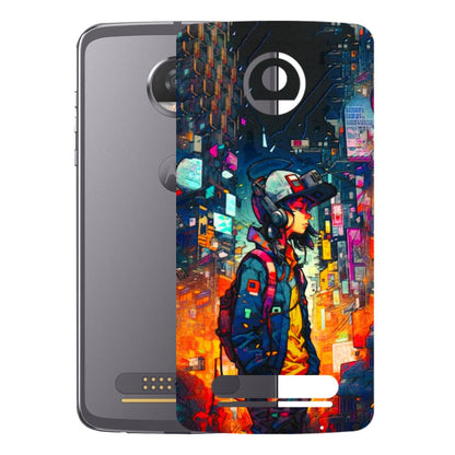 Motorola Phone Skins (All Models) - Street Anime Guy - 3D Embossed Finish (L-158) Motorola Moto Z2 Play