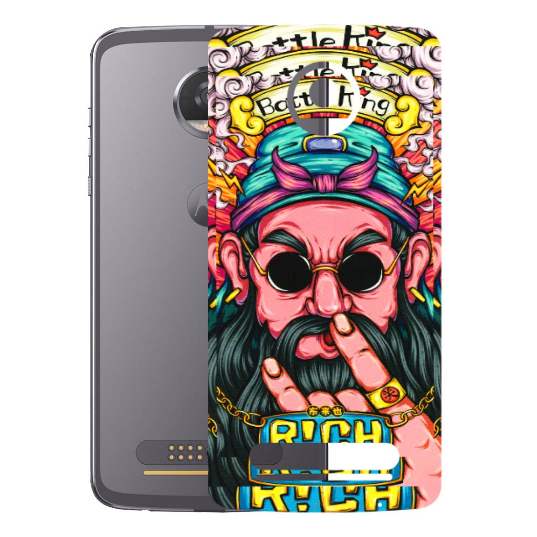 Motorola Phone Skins (All Models) - Battle King Dude Face - 3D Embossed Finish (L-178) Motorola Moto Z2 Play