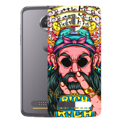 Motorola Phone Skins (All Models) - Battle King Dude Face - 3D Embossed Finish (L-178) Motorola Moto Z2 Play