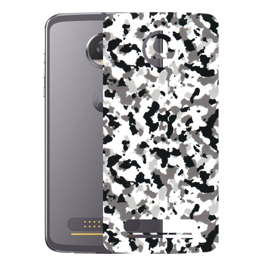 Motorola Phone Skins (All Models) - White Black Camouflage - 3D Embossed Finish (L-18) Motorola Moto Z2 Play