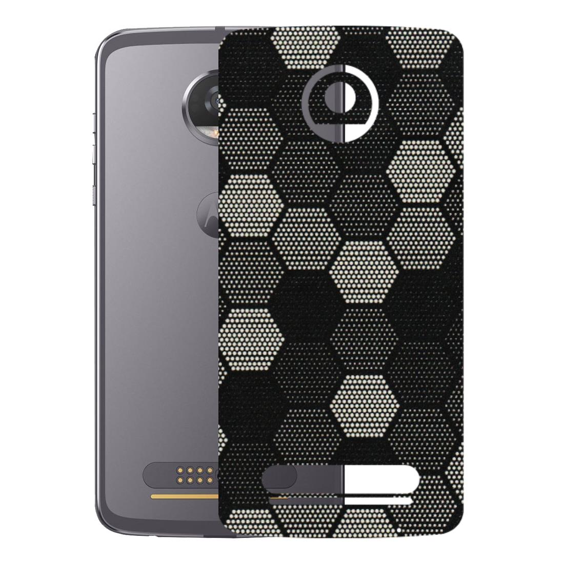 Motorola Phone Skins (All Models) - Black & White Dotted Honeycomb Texture - 3D Embossed Finish (L-202) Motorola Moto Z2 Play