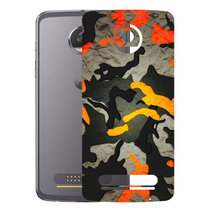 Motorola Phone Skins (All Models) - Orange Camouflage - 3D Embossed Finish (L-204) Motorola Moto Z2 Play
