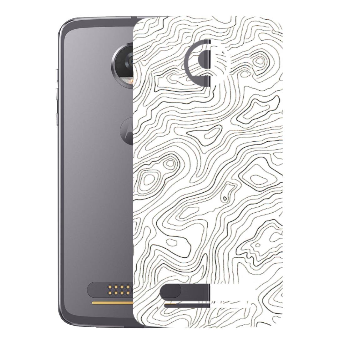 Motorola Phone Skins (All Models) - White Black Swirls - 3D Embossed Finish (L-219) Motorola Moto Z2 Play