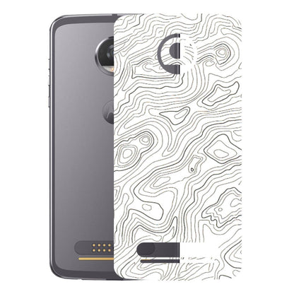 Motorola Phone Skins (All Models) - White Black Swirls - 3D Embossed Finish (L-219) Motorola Moto Z2 Play
