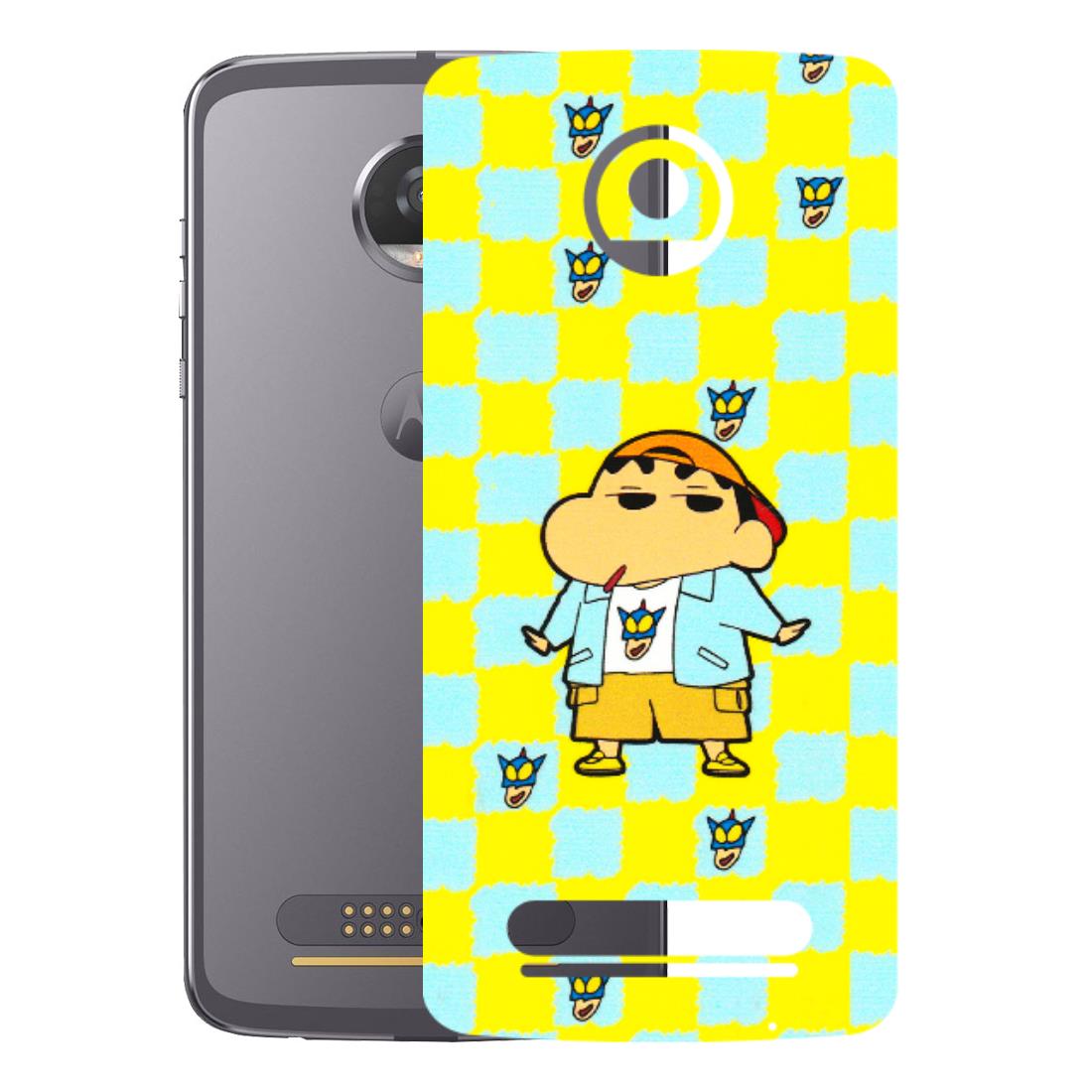 Motorola Phone Skins (All Models) - Yellow Blue Shinchan Cute - 3D Embossed Finish (L-221) Motorola Moto Z2 Play