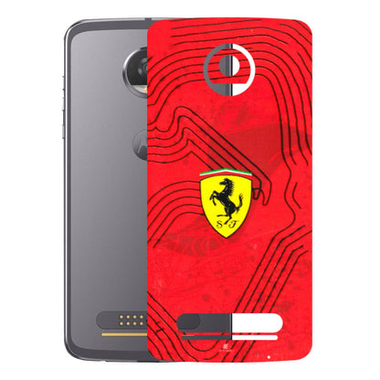 Motorola Phone Skins (All Models) - Red Ferrari Logo Stylish - 3D Embossed Finish (L-238) Motorola Moto Z2 Play