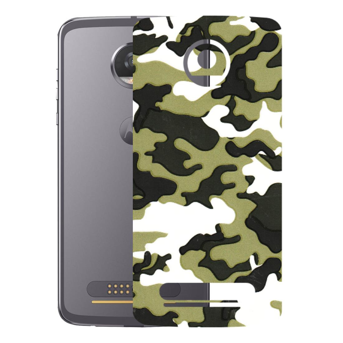 Motorola Phone Skins (All Models) - Camouflages White And Green - 3D Embossed Finish (L-243) Motorola Moto Z2 Play