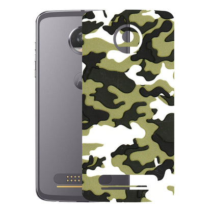 Motorola Phone Skins (All Models) - Camouflages White And Green - 3D Embossed Finish (L-243) Motorola Moto Z2 Play