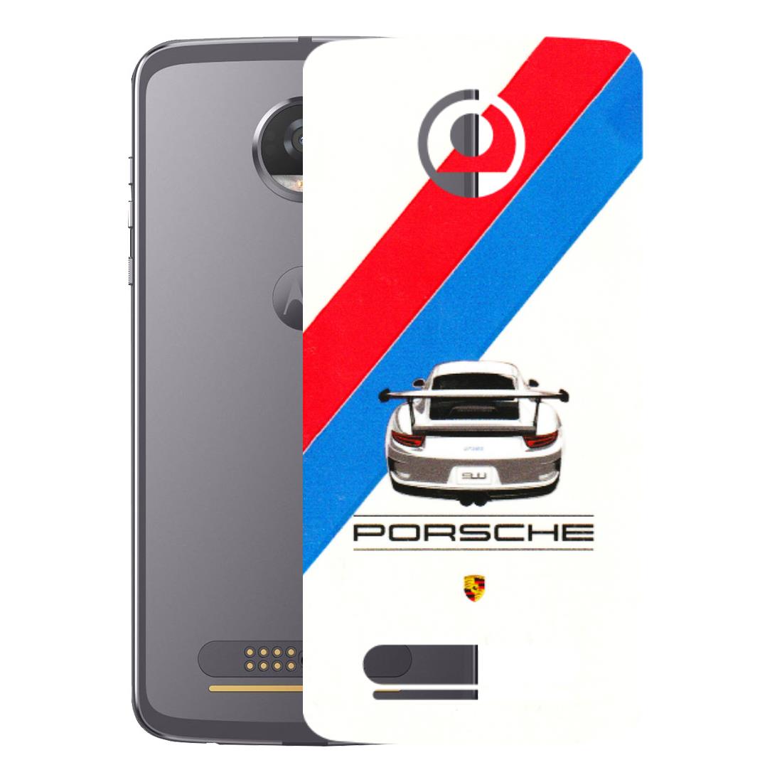 Motorola Phone Skins (All Models) - Porche Car Sober Logo - 3D Embossed Finish (L-248) Motorola Moto Z2 Play