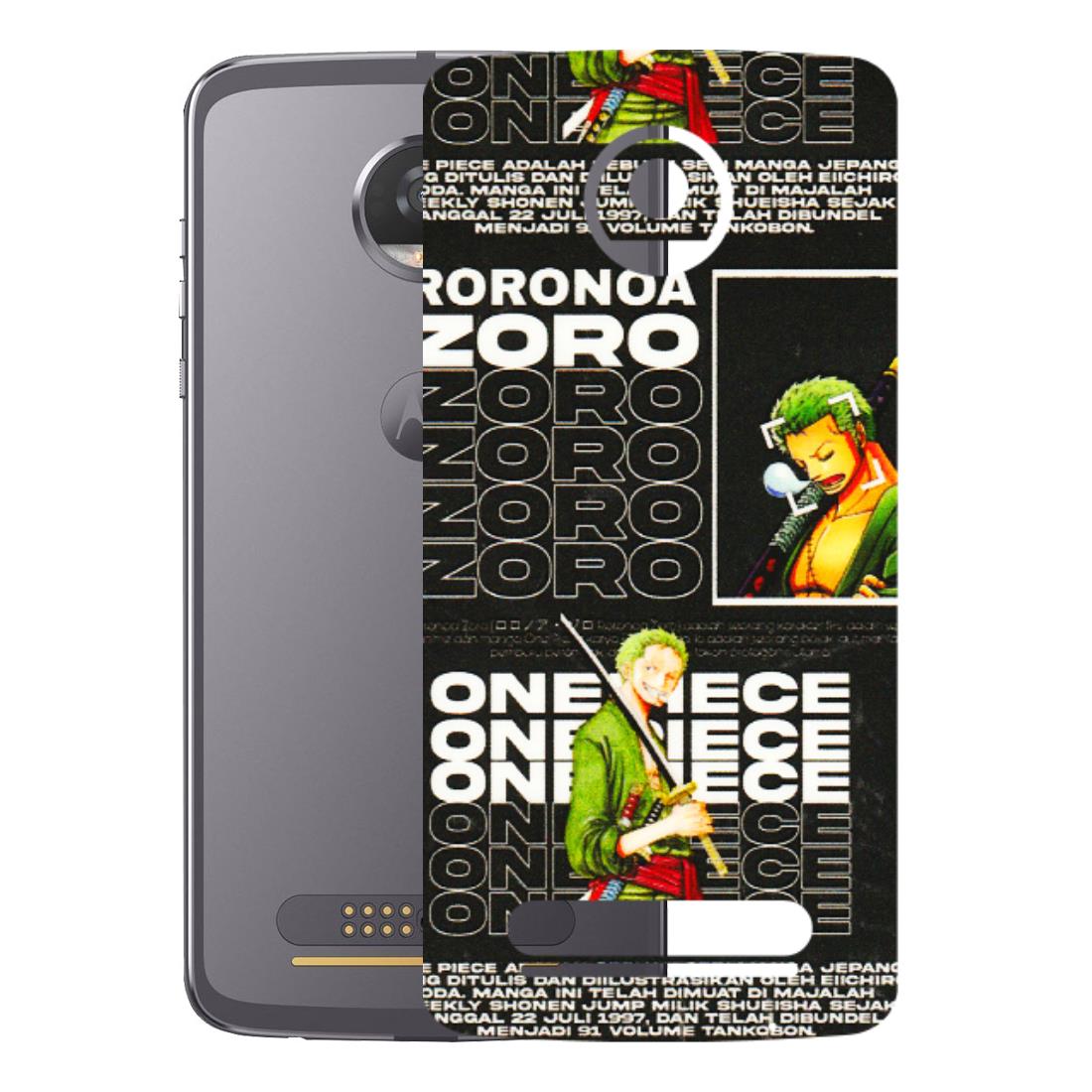 Motorola Phone Skins (All Models) - One Piece Zoro - 3D Embossed Finish (L-250) Motorola Moto Z2 Play