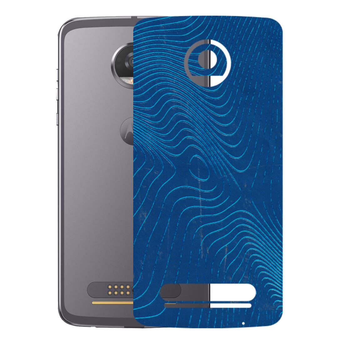 Motorola Phone Skins (All Models) - Abstract Blue Line Map - 3D Embossed Finish (L-272) Motorola Moto Z2 Play