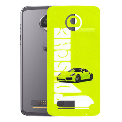Motorola Phone Skins (All Models) - Lime Green Porche - 3D Embossed Finish (L-30) Motorola Moto Z2 Play
