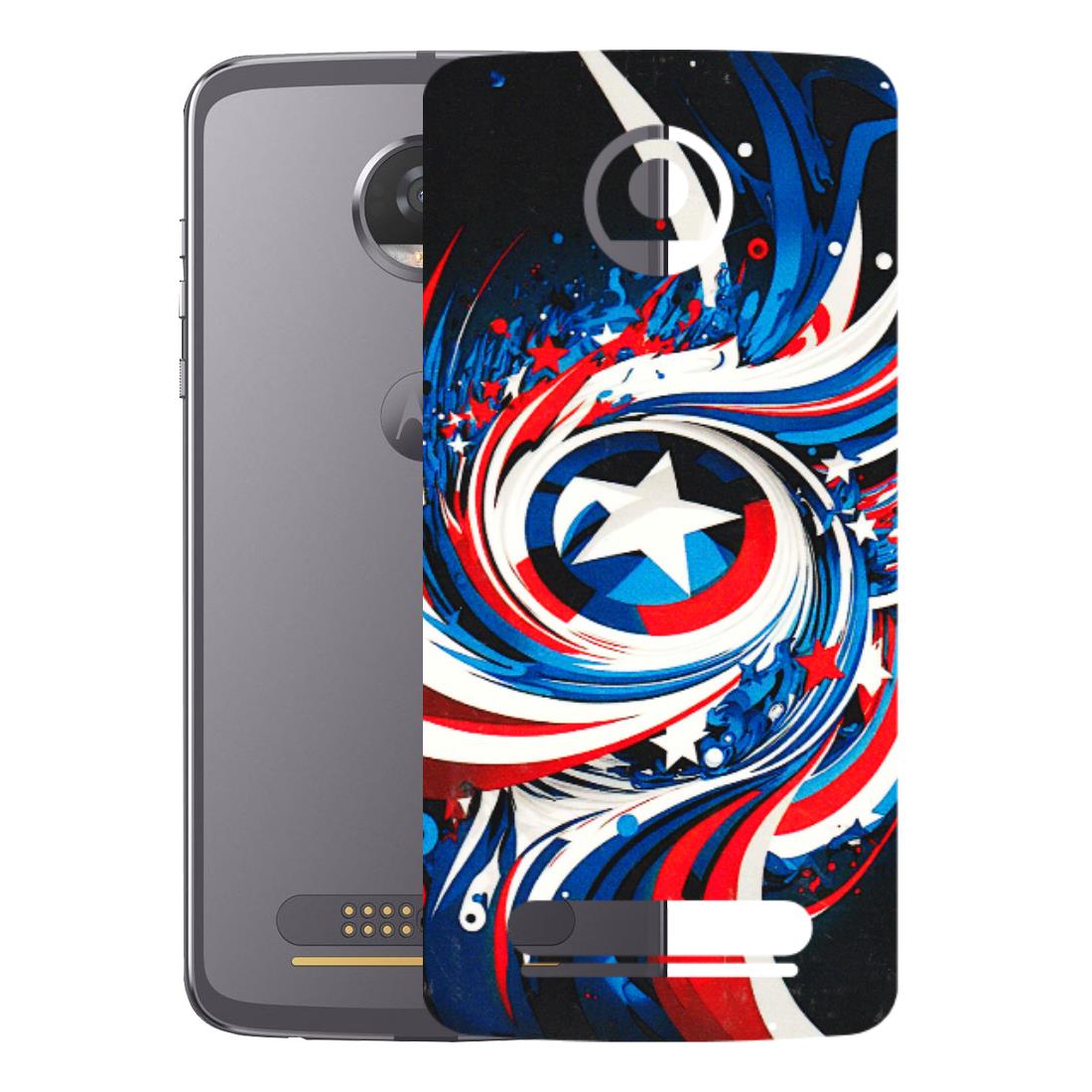 Motorola Phone Skins (All Models) - Captain America Logo - 3D Embossed Finish (L-307) Motorola Moto Z2 Play