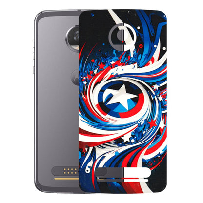 Motorola Phone Skins (All Models) - Captain America Logo - 3D Embossed Finish (L-307) Motorola Moto Z2 Play