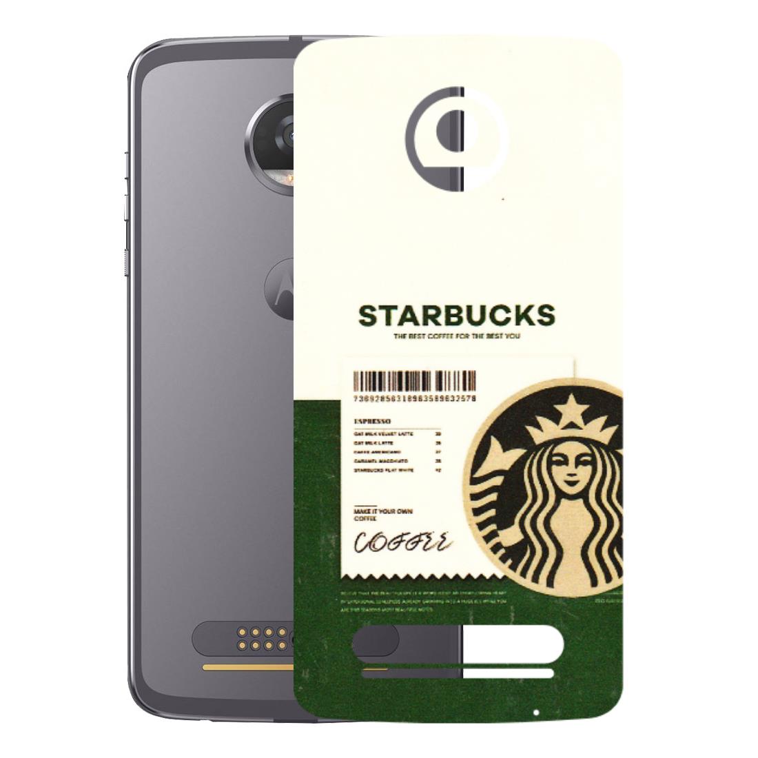 Motorola Phone Skins (All Models) - Starbucks Barcode - 3D Embossed Finish (L-308) Motorola Moto Z2 Play