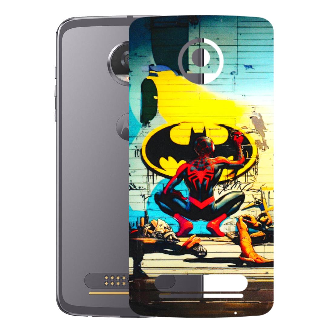 Motorola Phone Skins (All Models) - New Spiderman Bat Logo - 3D Embossed Finish (L-309) Motorola Moto Z2 Play