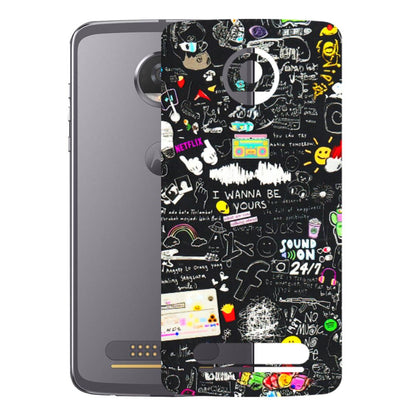 Motorola Phone Skins (All Models) - Black Creatives Doodles - 3D Embossed Finish (L-311) Motorola Moto Z2 Play