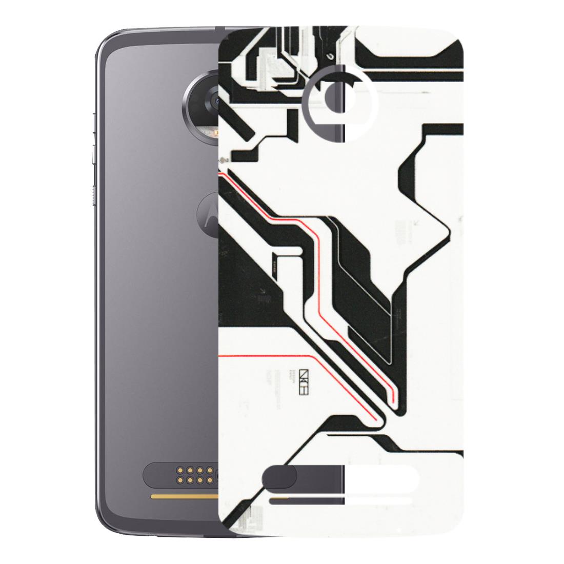 Motorola Phone Skins (All Models) - White Techy Logo - 3D Embossed Finish (L-312) Motorola Moto Z2 Play
